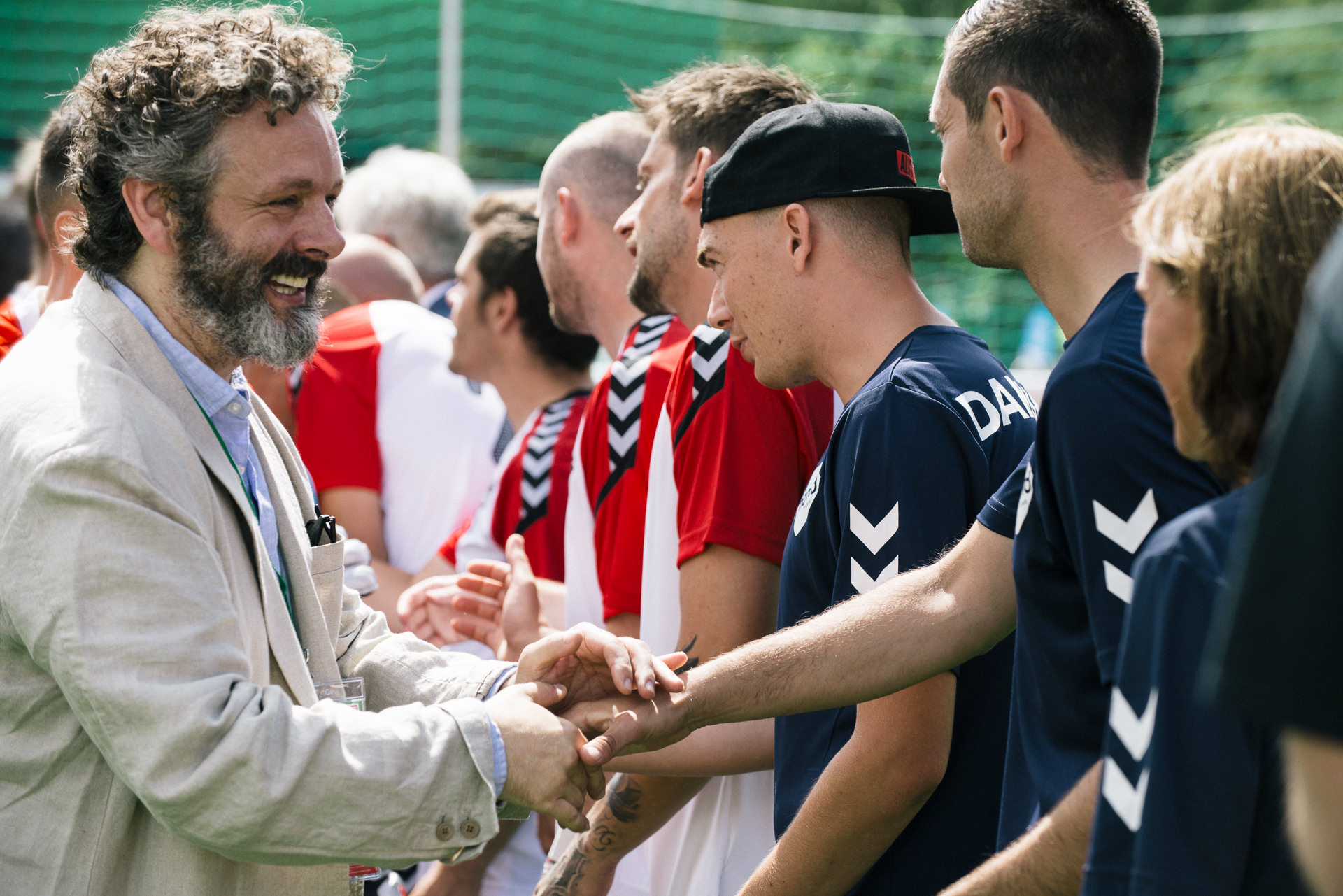 Michael Sheen with cardiff2019hwc players