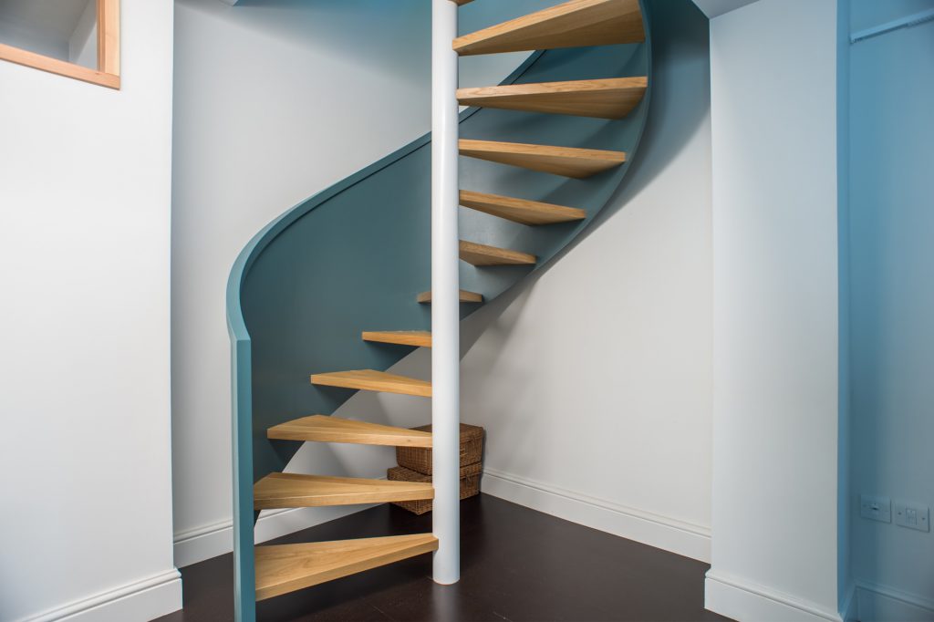 Spiral wooden staircase