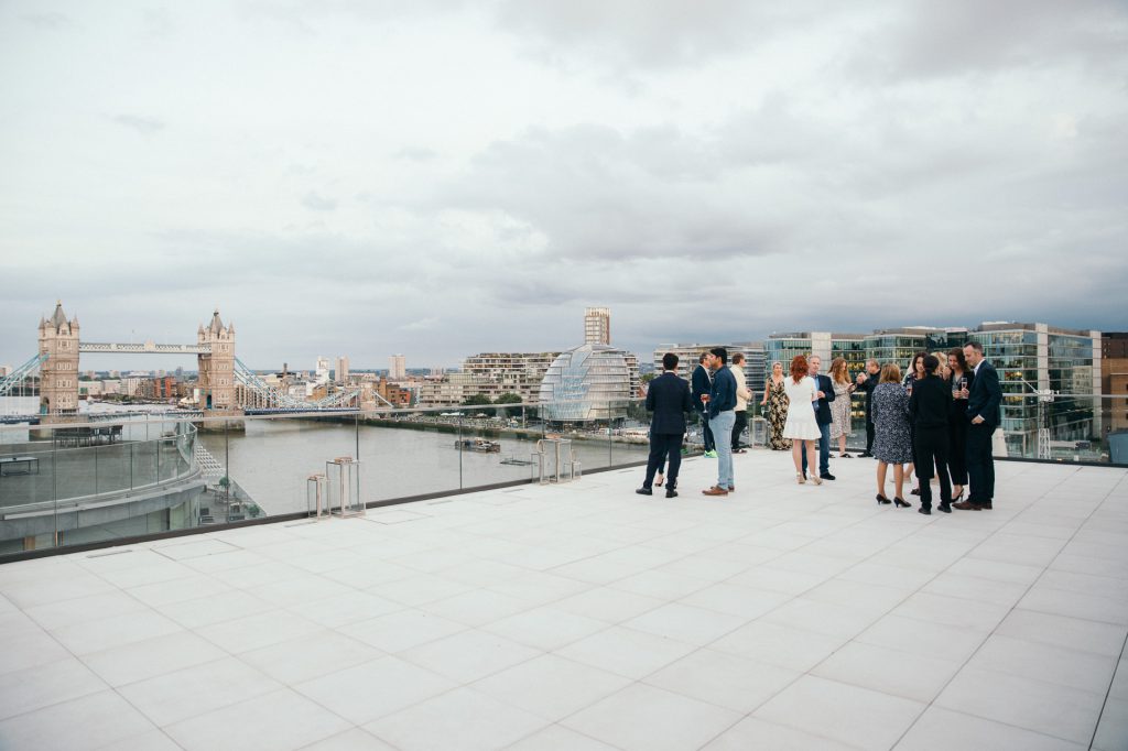 Roof terrace with a view over Tower Bridge London