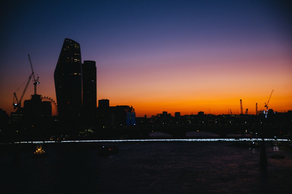 sunset over london