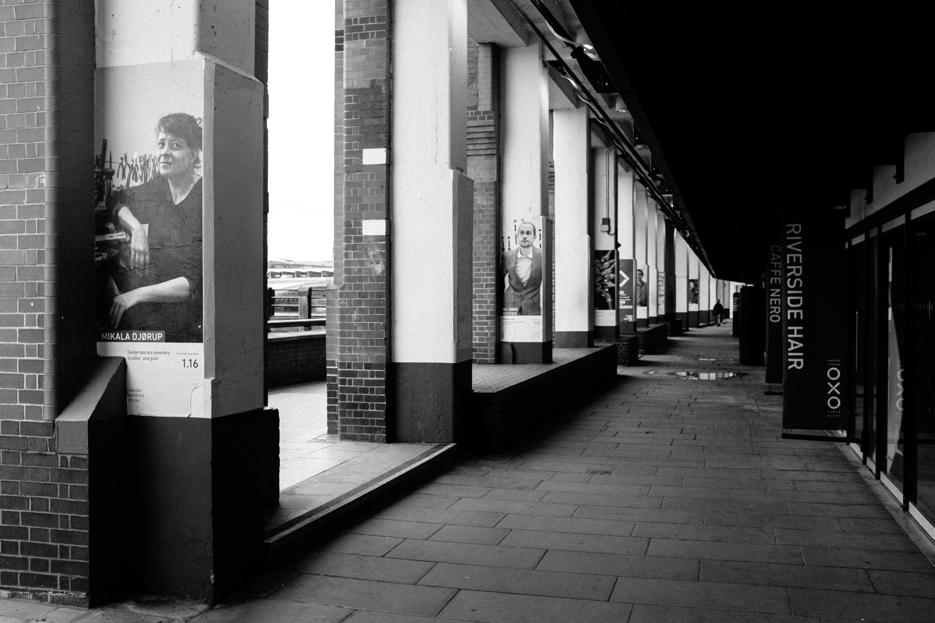 black and white image of empty southwark