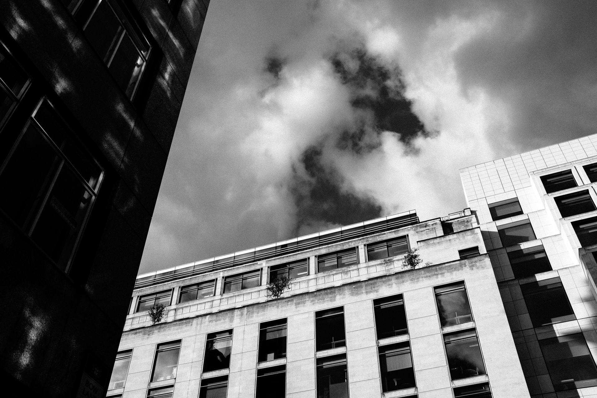 black and white london bulidings