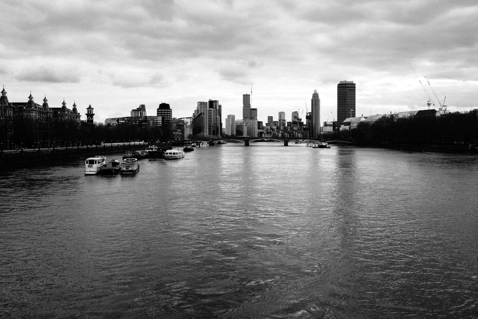black and white london panorama
