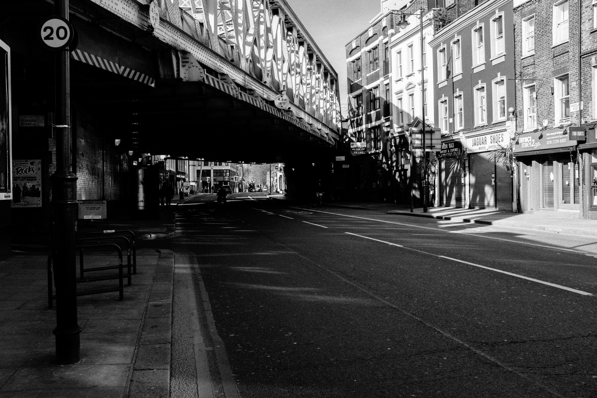 shoreditch highsteet empty during the covid 19 lockdown in london on the 24th of match 2020