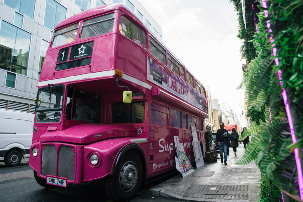 superdrug pink bus